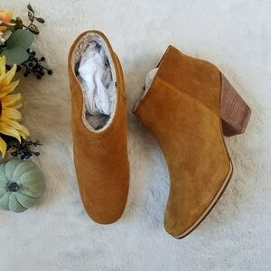 Rachel Comey Mars Nubuck Suede Leather Stack Heel Camel Ankle Booties